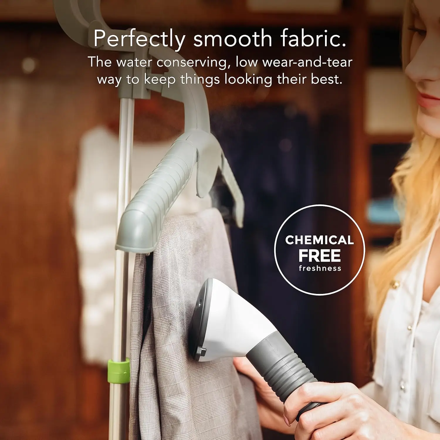 SF-520 Full Size Fabric Steamer with Insulated Hose, Clothes Hanger, and Fabric Brush , White 4
