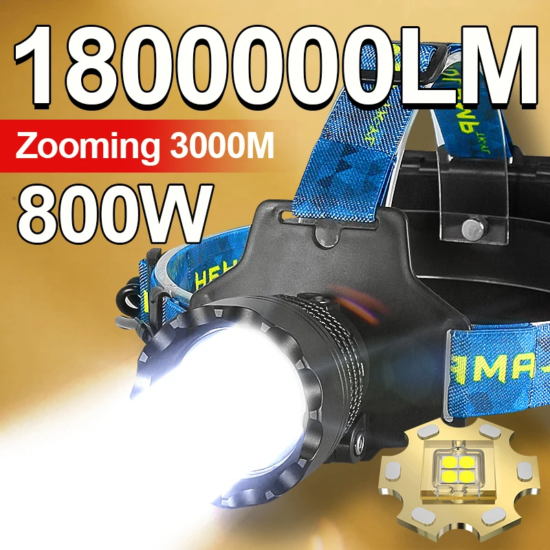 1800000LM 800 Вт налобный фонарик