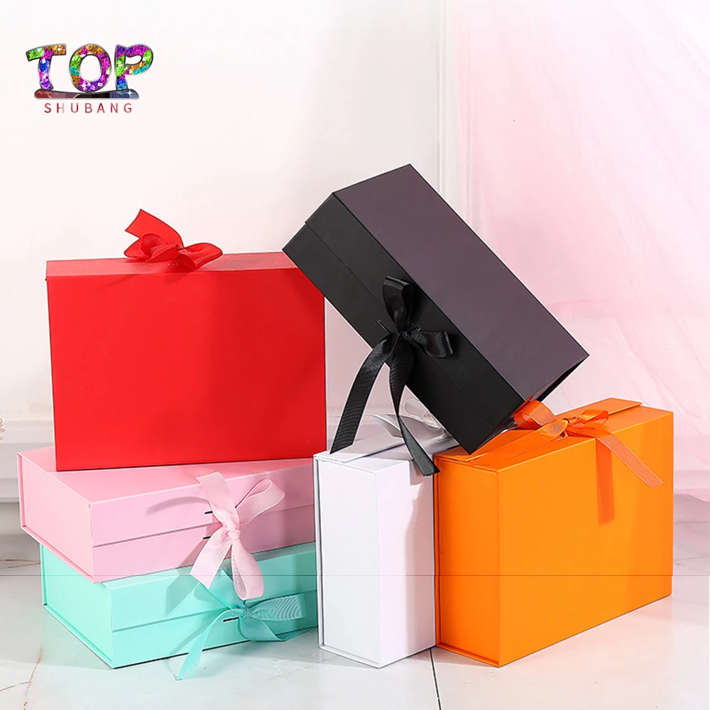 

Custom Logo High Quality Gift Folding Box For Wig Packaging Paper Boxes With Ribbon Wedding Laptop Cosmetics Boxs