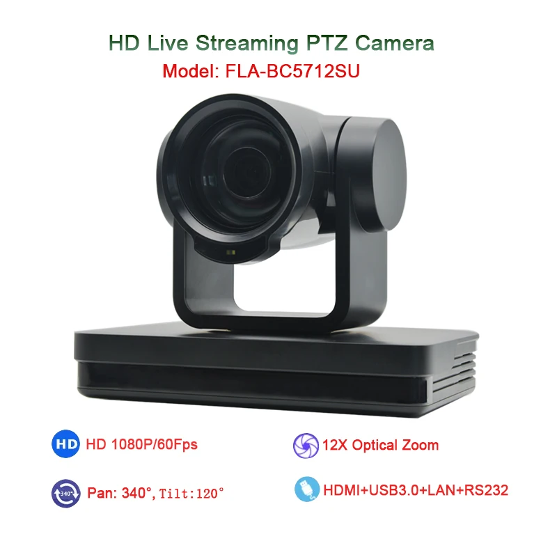 

Широкоугольная IP-камера PTZ с оптическим зумом 12x, 2 МП, 1080P, 60 кадров в секунду, с одновременным HDMI и USB3.0 выходами, серого цвета