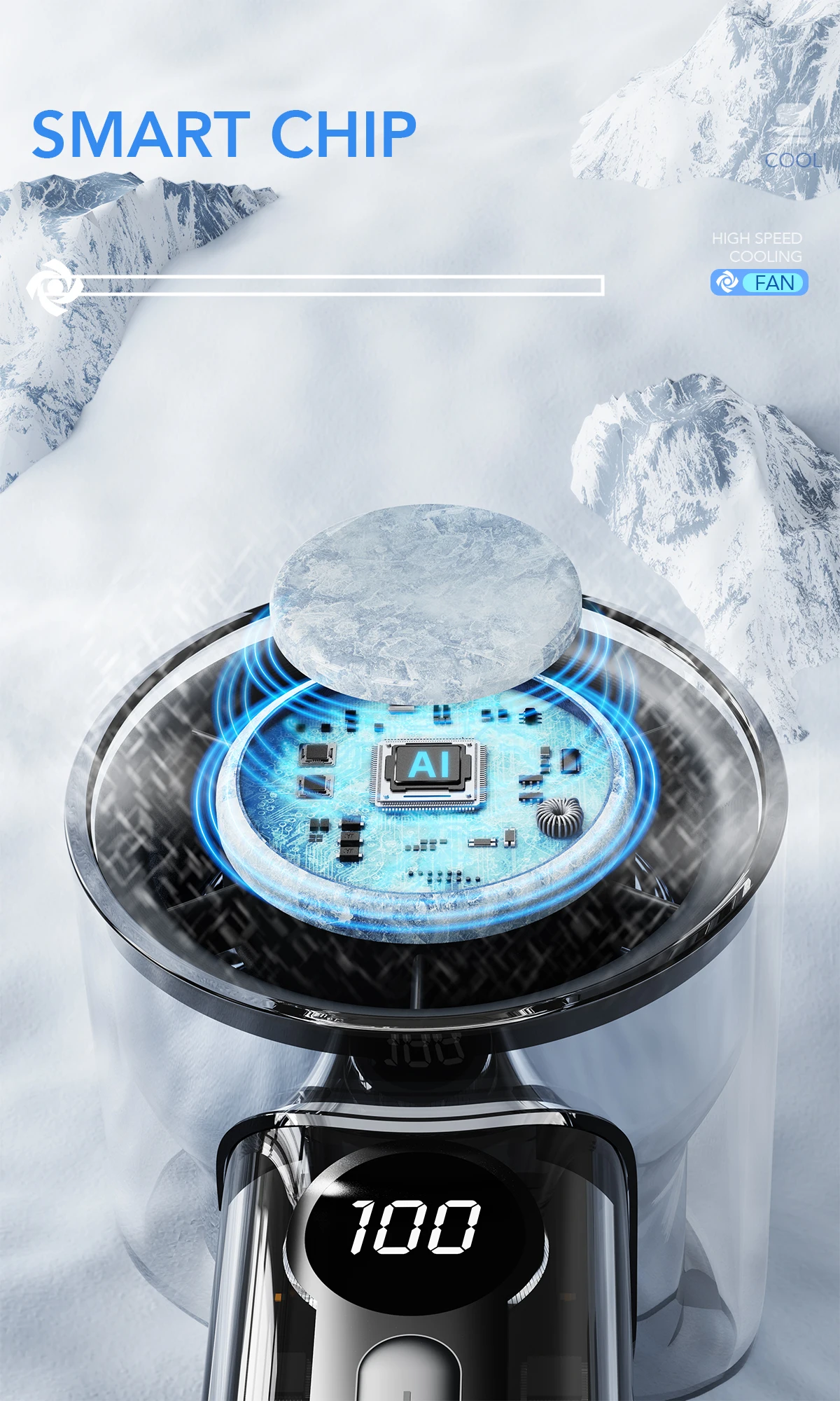 3000mAh USB Rechargeable Handheld Turbo Fan