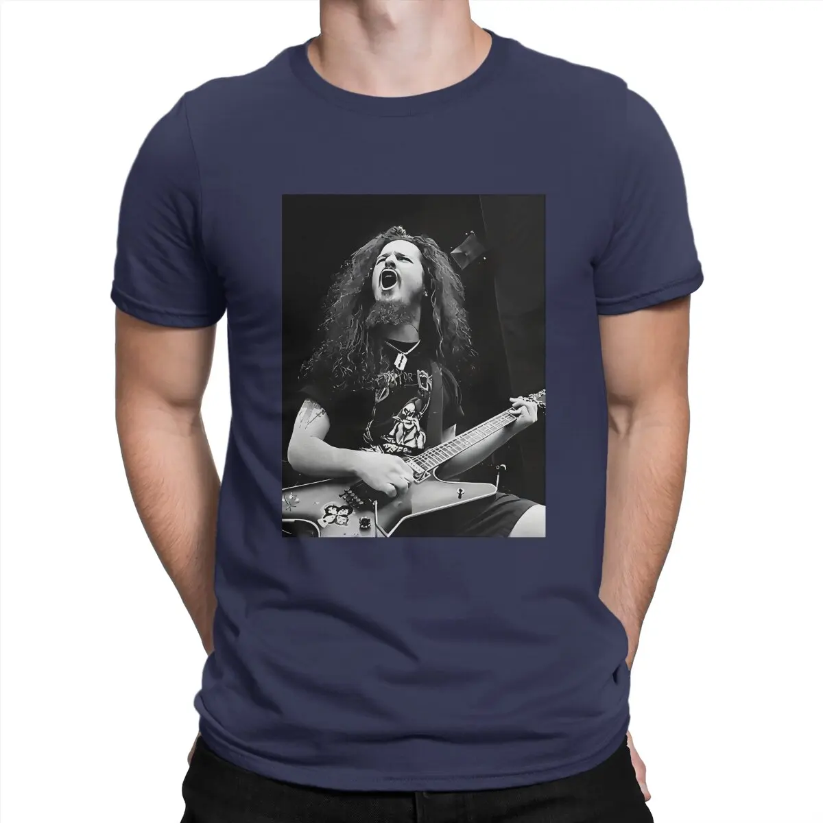 thumbnail image 1 of Camisetas casuales de algodón puro de Dimebag Darrell, de manga corta, estilo cantante y guitarrista vintage, con cuello redondo, para regalo de cumpleaños, 1 of 7