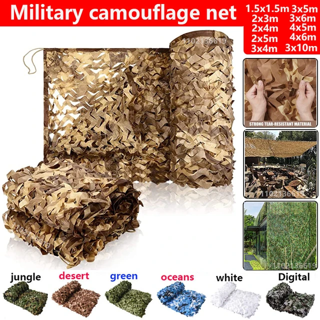 Red de camuflaje militar para caza, Red de camuflaje para jardín, Pabellón,  coche, tienda de campaña, toldo azul, blanco, verde, desierto, beige -  AliExpress