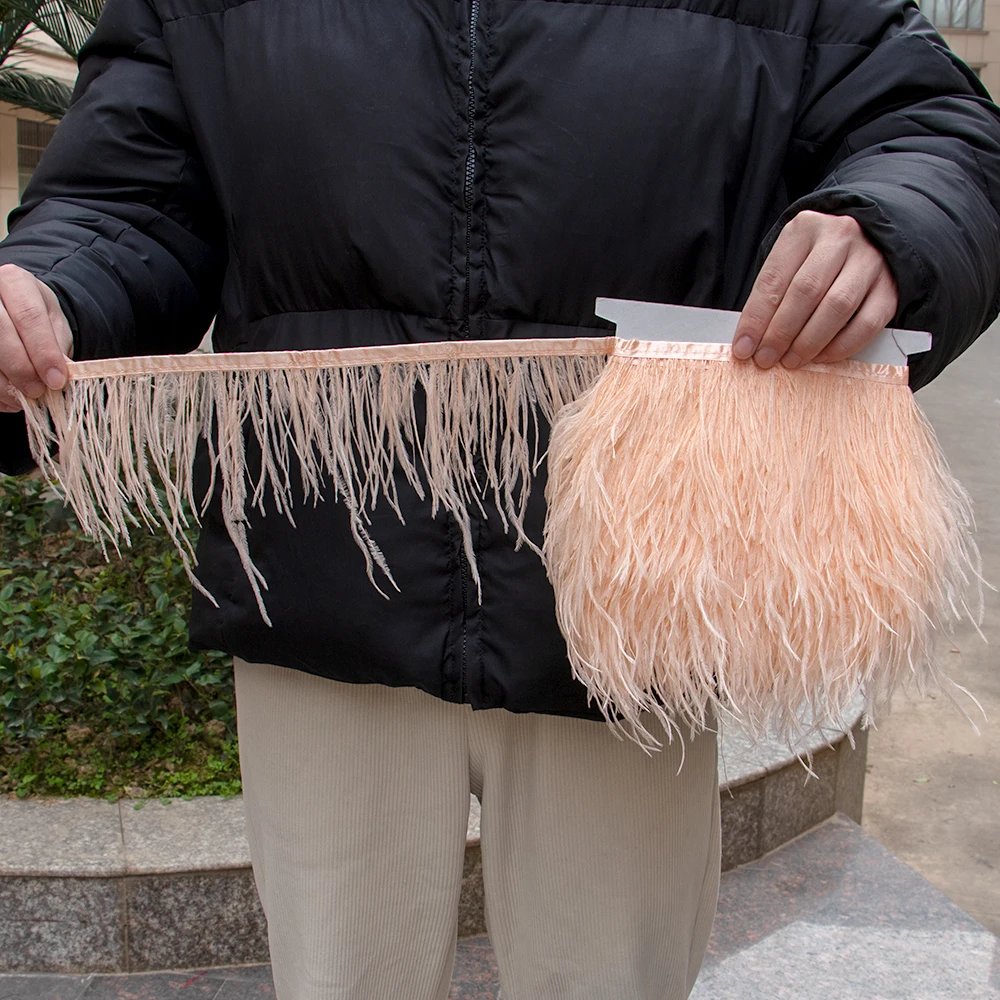 1 Meter Real Ostrich Feather Fringe Trim for Sewing Party Clothes Dress Decoration