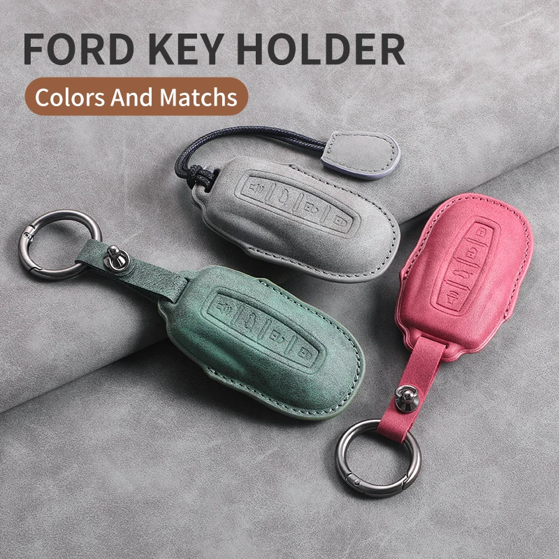 4 Buttons Leather Car Remote Key Case Cover for Ford Tourneo Equator Sport Equator for JMC Territory Key Accessories