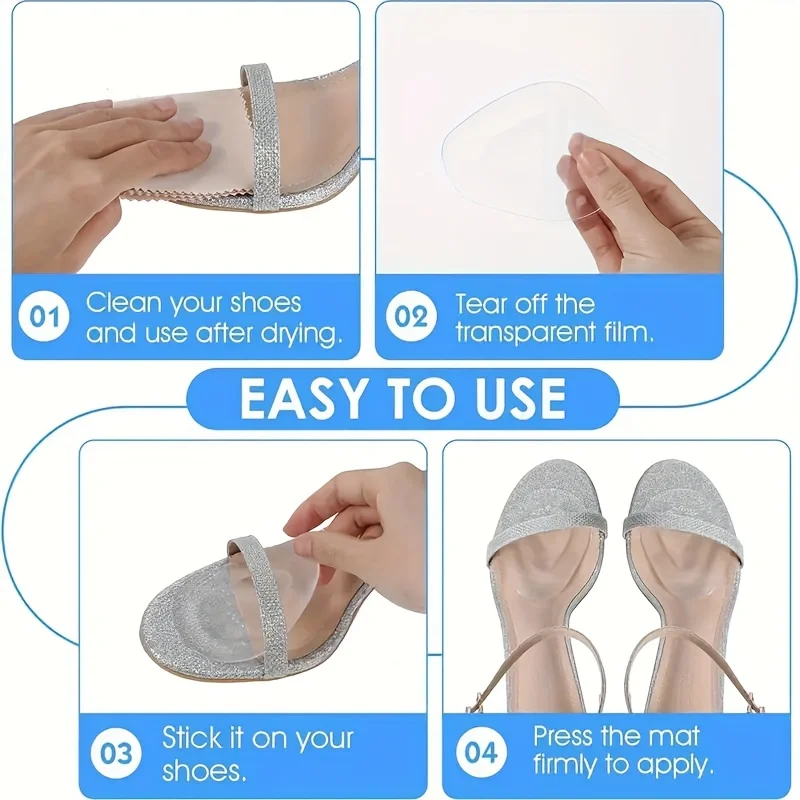Front Foot Cushioning Gel Pad - Reusable Front Foot Pad for High Heels To Relieve Foot Pressure, and Anti-skid Shock Pad