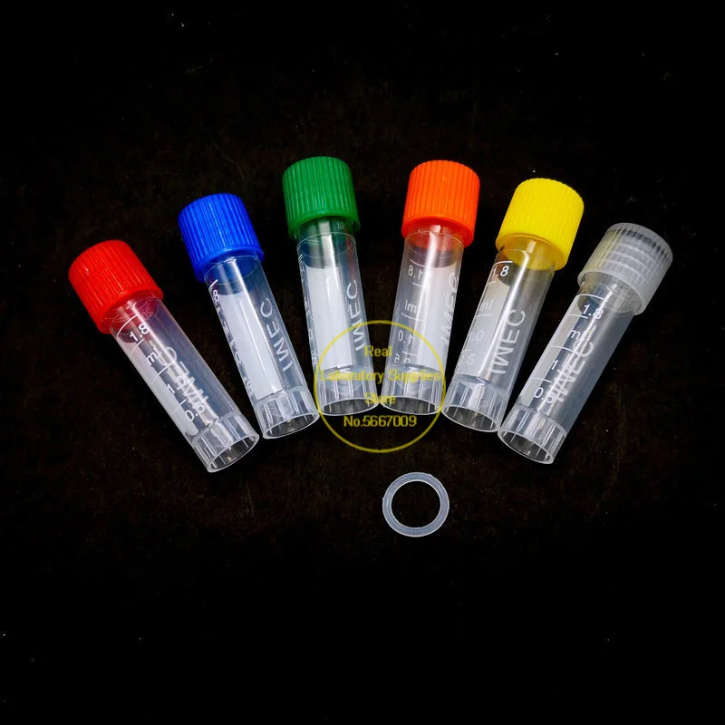 50pcs 1.8ml Graduated Lab Plastic Freezing Tube plastic test tubes Cryo Preservative Tube Sample Cryovial With Cover