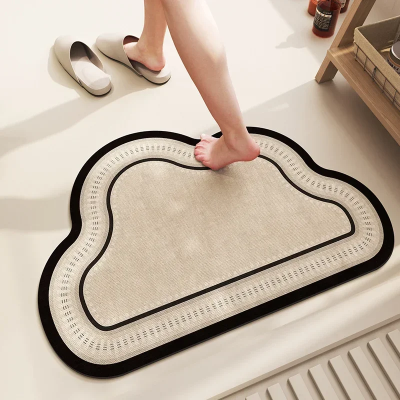 French Shaped Cloud Carpet, Bathroom Floor Mat, Bathroom Soft Cushion, Technology Cloth Absorbent Foot Mat, Toilet Door Mat