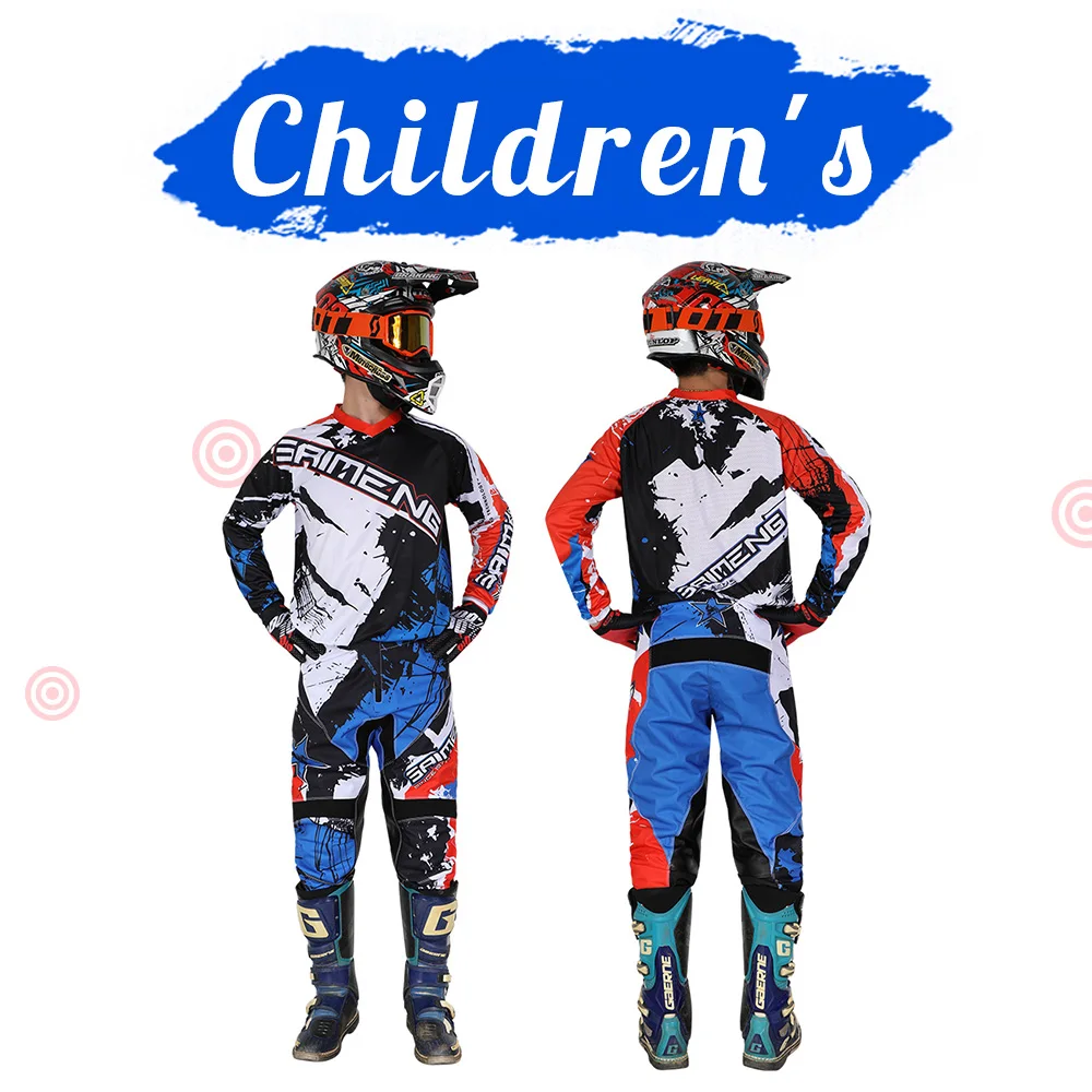 Conjunto de ropa de carreras para niños y niñas, traje de moto de carreras,  MX, rcycle, todoterreno, BMX, Jersey y pantalón, color negro - AliExpress