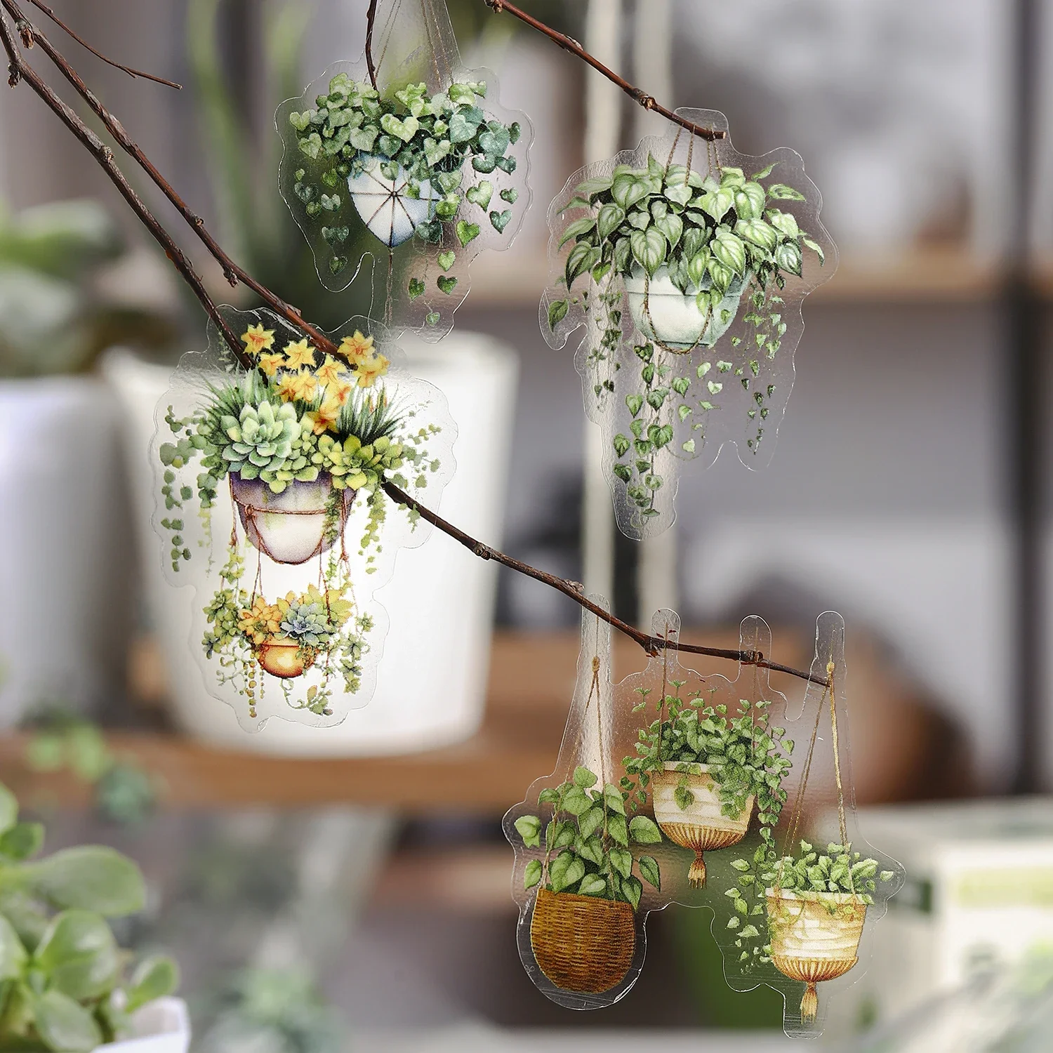 JIANWU 50mm*200cm Little Hanging Basket Series Vintage Plant Flower Landscaping PET Tape Creative DIY Journal Collage Stationery 2