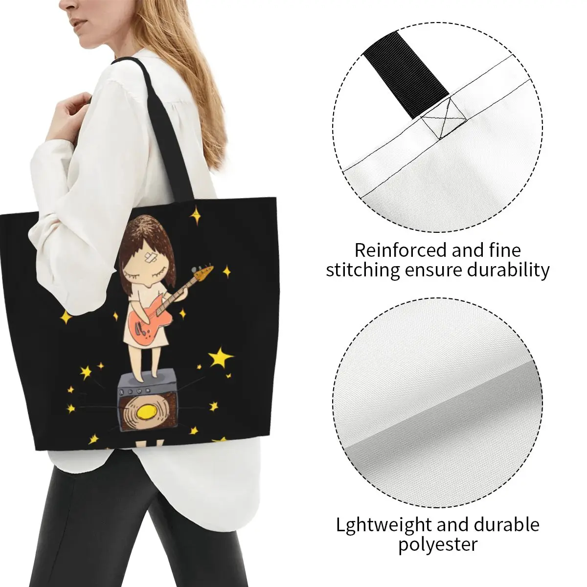 Nara Yoshitomo Guitar Girl Women Shoulder bag 40X50cm Tote bag Shopping handbag Convenient Travel Book