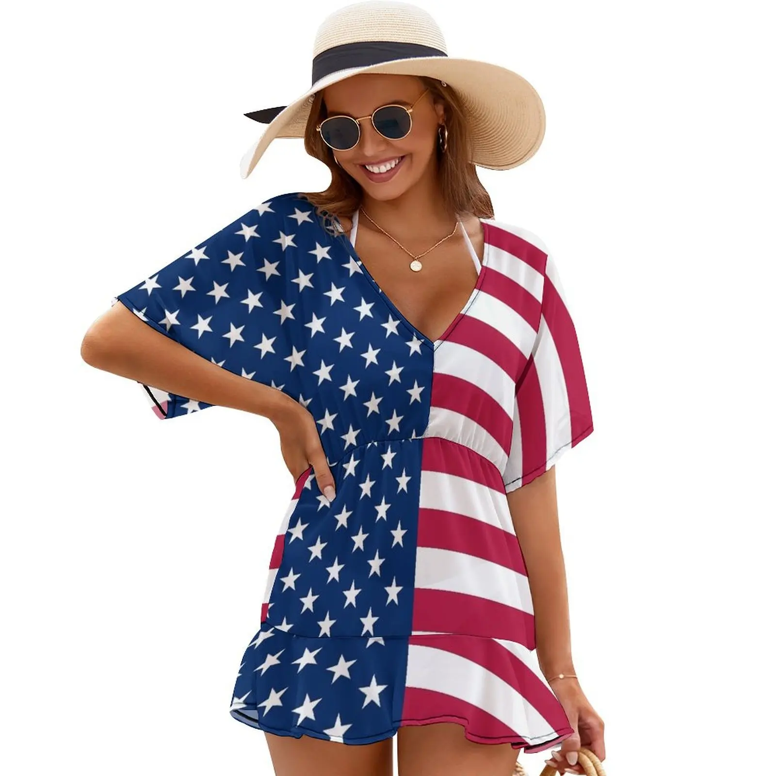 

United States Flag - USA Stars and Stripes Cover Ups Summer women's clothing women dresses evening dress Party dresses