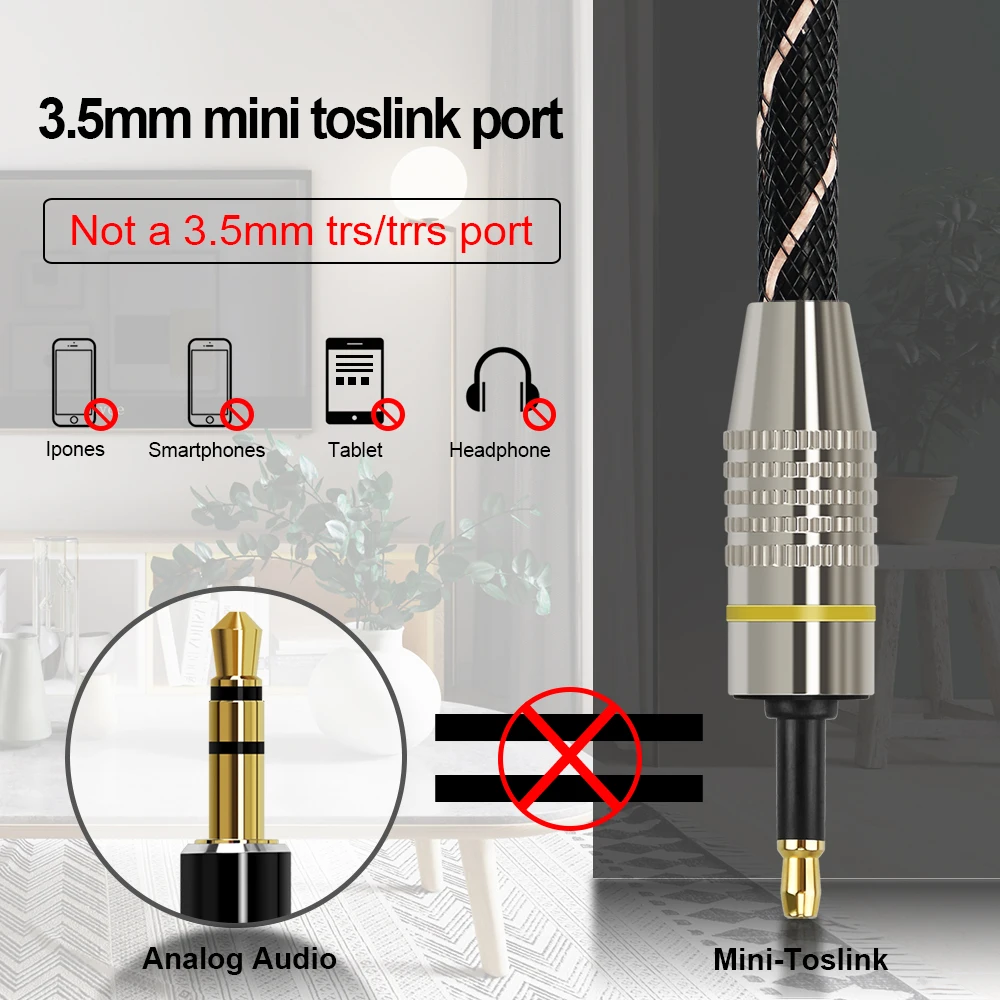 Compact 3.5mm Digital Optical Audio Adapter Cable