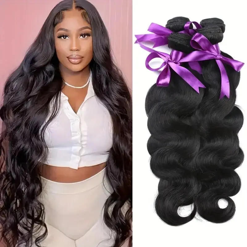 4 Bundles Body Wave Hair Unprocessed Brazilian Virgin Weave Body Wave Human Hair Extensions For Women Natural Color 400g