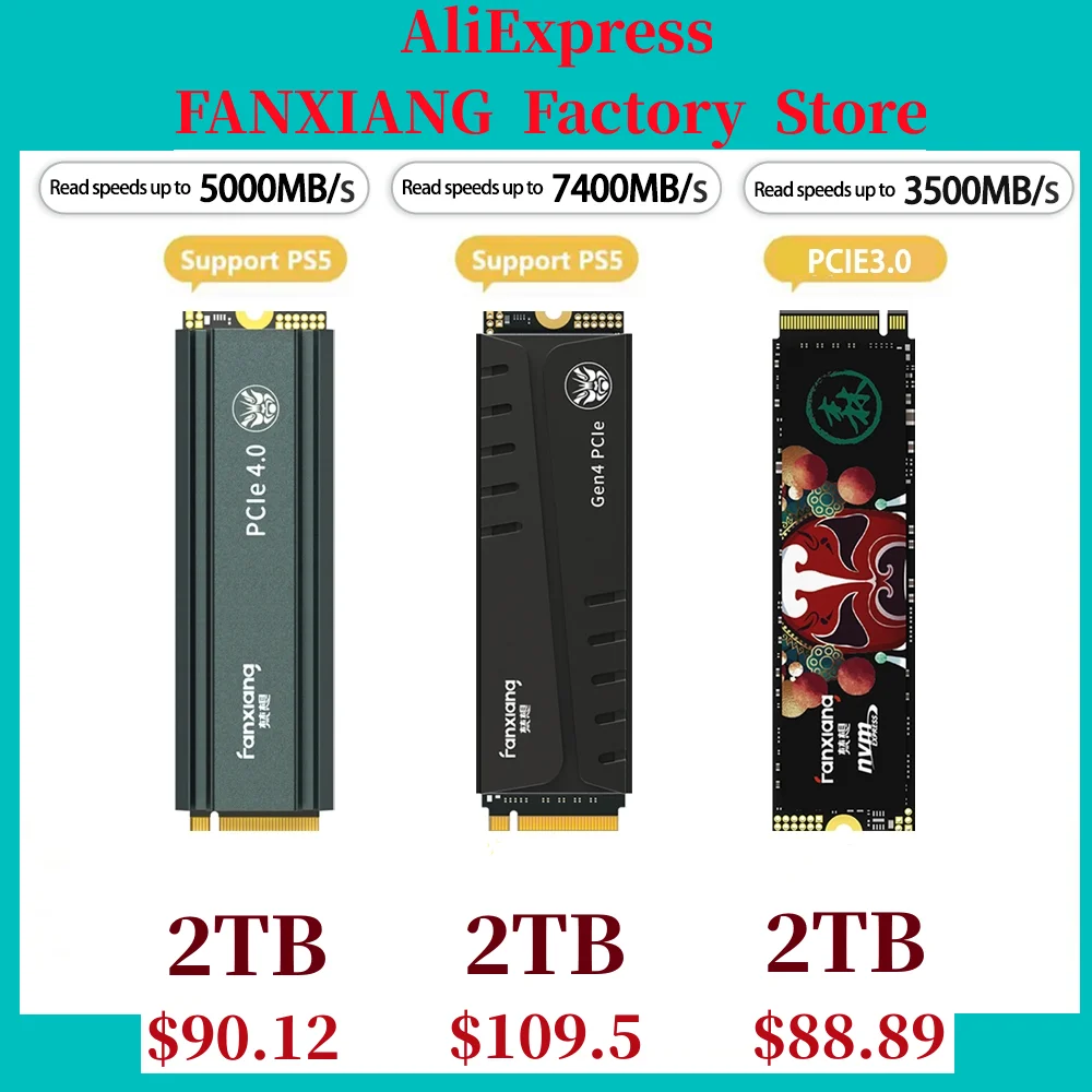 Fanxiang M.2 SSD PCIe 4.0 1TB 2TB 4TB NVMe Heatsink Interne