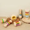 6pcs/set Wooden Musical Instruments Toys, Small Rattle, Sand Hammer, Sand Ball, Shake Bell Kaleidoscope, Griping Practice Toys 4