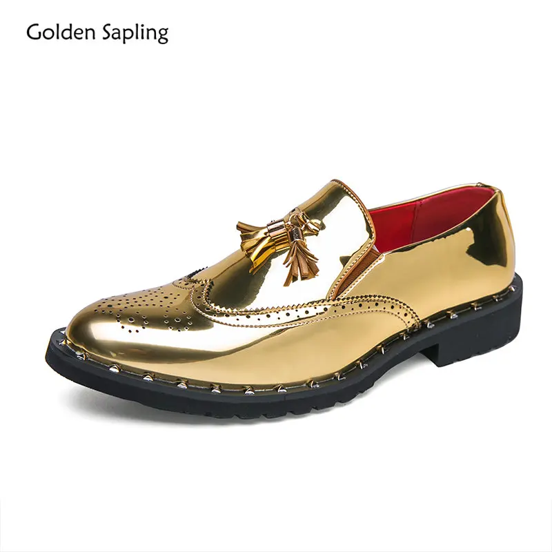 

Golden Sapling Wedding Shoes Men's Formal Loafers Fashion Slip on Leisure Party Flats Platform Shoes Men Elegant Dress Oxfords