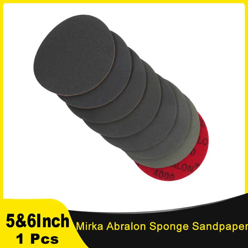 Mirka 8A241 Abralon 5 inch / 6 Inch Hook & Loop Sponge Sanding Pads Discs Foam 180 4000 Grit