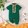 Baby boy arabic style clothes 3 colors black green white printed short sleeved rompers holiday Ramadan jumpsuits photo props 6