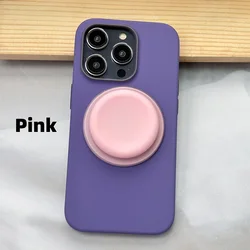 Round Magnetic Phone Grip and Stand Holder with Pop Grip Functionality (Pink)