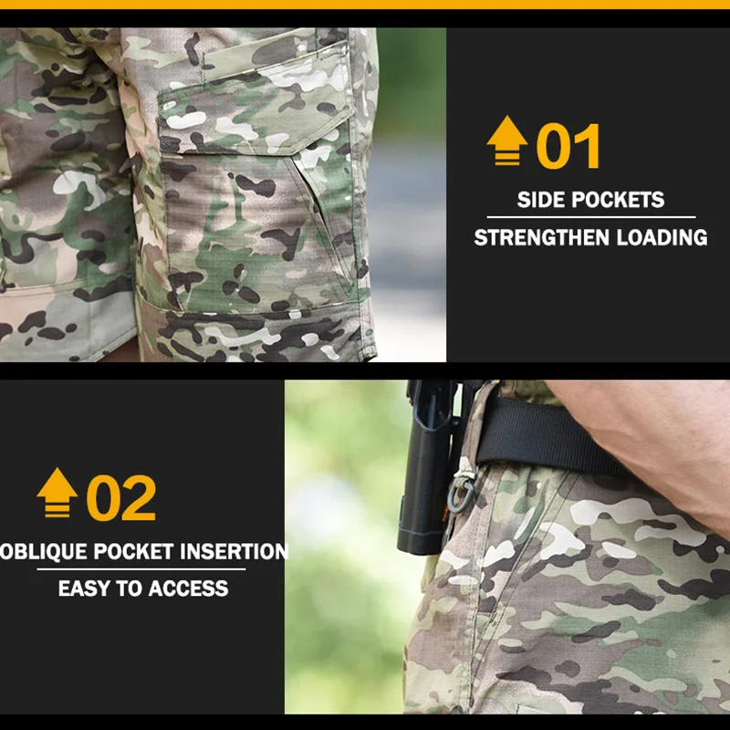 TopFight Tactical Shorts Men's Summer Outdoor Casual Commuting Breathable Multi Pocket Work Suit Camouflage Pants