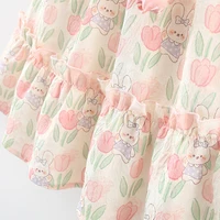 Summer Covered In Tulip Flowers Rabbit Little Flying Sleeve Dress For Kids Girl Cute Princess Dress For Baby Kids 6