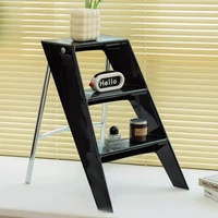 Japanese Style Acrylic Step Ladders Foldable 3-Step Ladder Stool Multifunctional Storage A-Frame Ladder Portable Home Decor Rack 5
