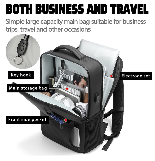 XOKY Business Backpack 17.3 Inches Laptop Backpack USB Charging Bag Fashion Large Capacity Laptop Waterproof Travel Backpack2101 2