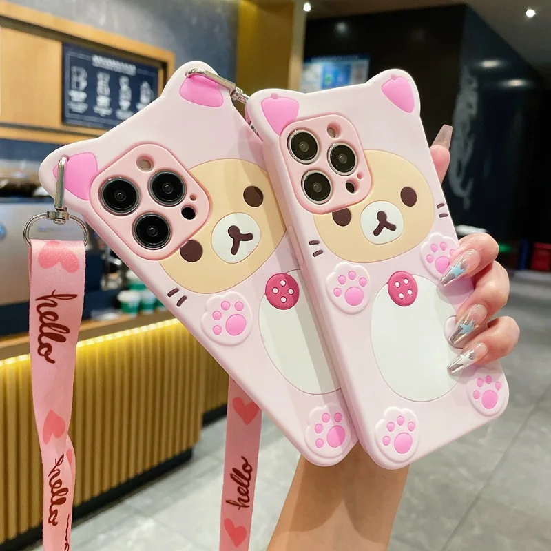 Adorable Bear Crossbody Rope Lanyard Phone Case