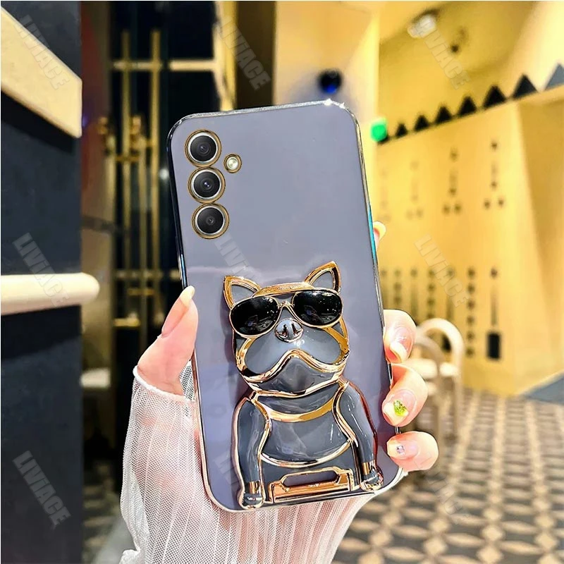 Étui de support de placage Bulldog pour lunettes de soleil pour Samsung Galaxy A05 A05S A14 A54 A04 A34 A24 M14 4G 5G_voghion.com