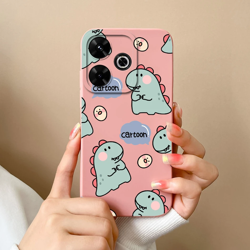 Cute Dinosaur Soft Liquid Silicone Shockproof Phone Case with Camera Protector
