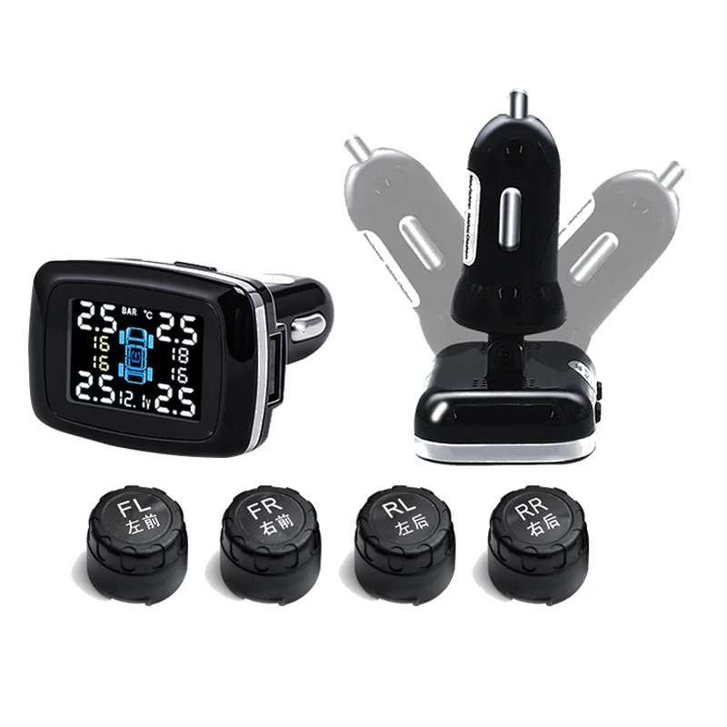 Car Tpms Cigarette Lighter Digital Wireless Car Tire Pressure Alarm