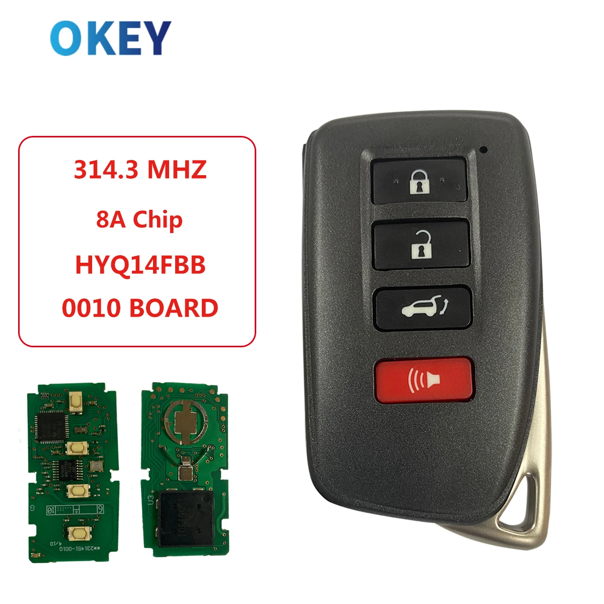 Chiave per auto telecomando Okey per US Toyota Lexus RX350 RX450H 2016 2017 2018 2019 2020 314.3 FSK 8A Chip Keyless Entry 6 Chiave per auto telecomando Okey per US Toyota Lexus RX350 RX450H 2016 2017 2018 2019 2020 314.3 FSK 8A Chip Keyless Entry - S8bc001d58755411a85dfc90159340ed02
