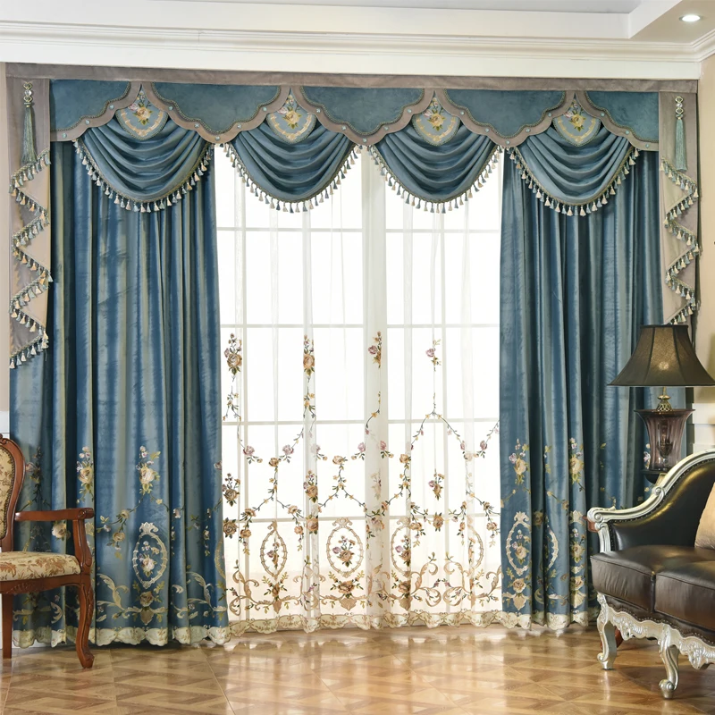 

Curtains for Living Room Luxurious Palace Simple European Style Luxury Swan Silk Velvet Villa Dining Bedroom Kitchen Door