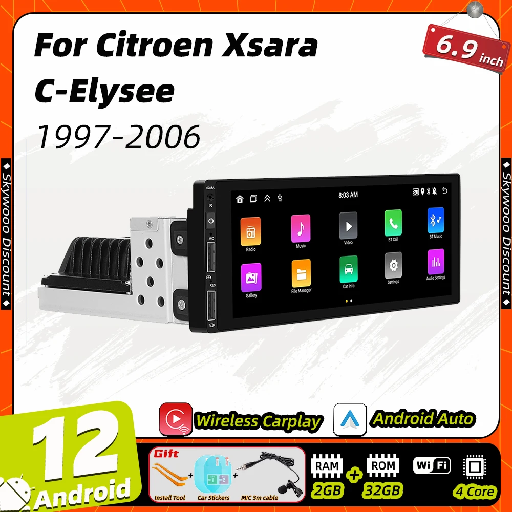 

1din Android Car Multimedia for Citroen Xsara C-Elysee 1997-2006 1 Din Radio Stereo Head Unit Carplay Autoradio GPS Navigation