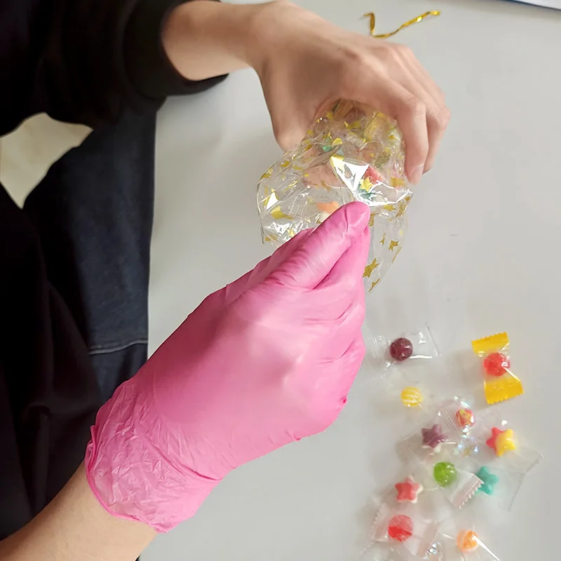 20/50/100PCS Disposable Nitrile Gloves Pink Household Kitchen and Bathroom Cleaning Gloves Suitable for Tattoos and Nail Art