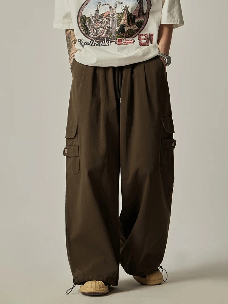 Japanese Baggy Cargo Pants Men Oversize Wide Leg Cargo Trousers Male
