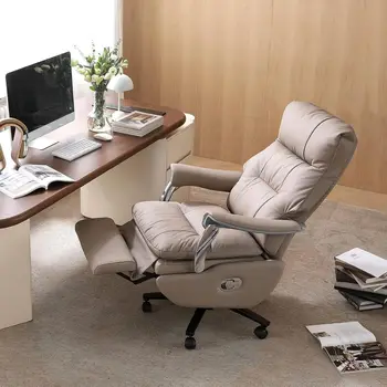 Dual Motor Leather Electric Office Chair with Footrest, Comfortable Reclining Chair with Massage, High Back Ergonomic Desk Chair 2