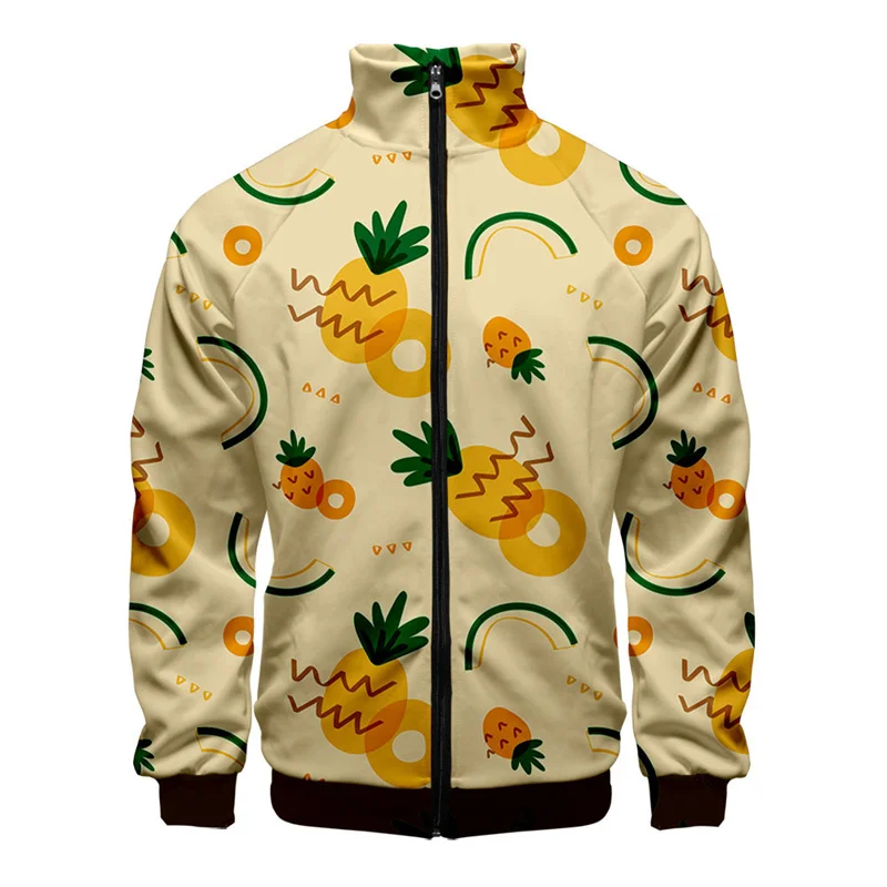 thumbnail image 1 of Chaqueta con estampado 3D de limón, melocotón y plátano para hombre, moda urbana, abrigo de manga larga de gran tamaño, chaquetas con cremallera de frutas de dibujos animados, ropa, 1 of 5