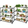 Greenhouse Shelving Staging Double 4 Tier, Outdoor / Indoor Plant Shelves, 1