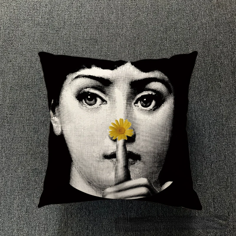 

New Art Face Pillowcase 45X45CM Home Cotton Linen Bedside Cushion Office Sofa Thick Pillow Figure Nordic Style Living Room Decor
