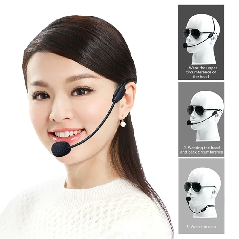 3.5mm 스레드 머리 착용 유선 마이크 헤드셋, 음성 증폭기 스피커, 리틀 비 교사, 관광 가이드, 범용 확성기