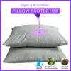 2pcs Grey Waterproof Pillow Protector Bedbug Proof Zipper Pillow Cover 50x70cm Washable & Anti Mites 1