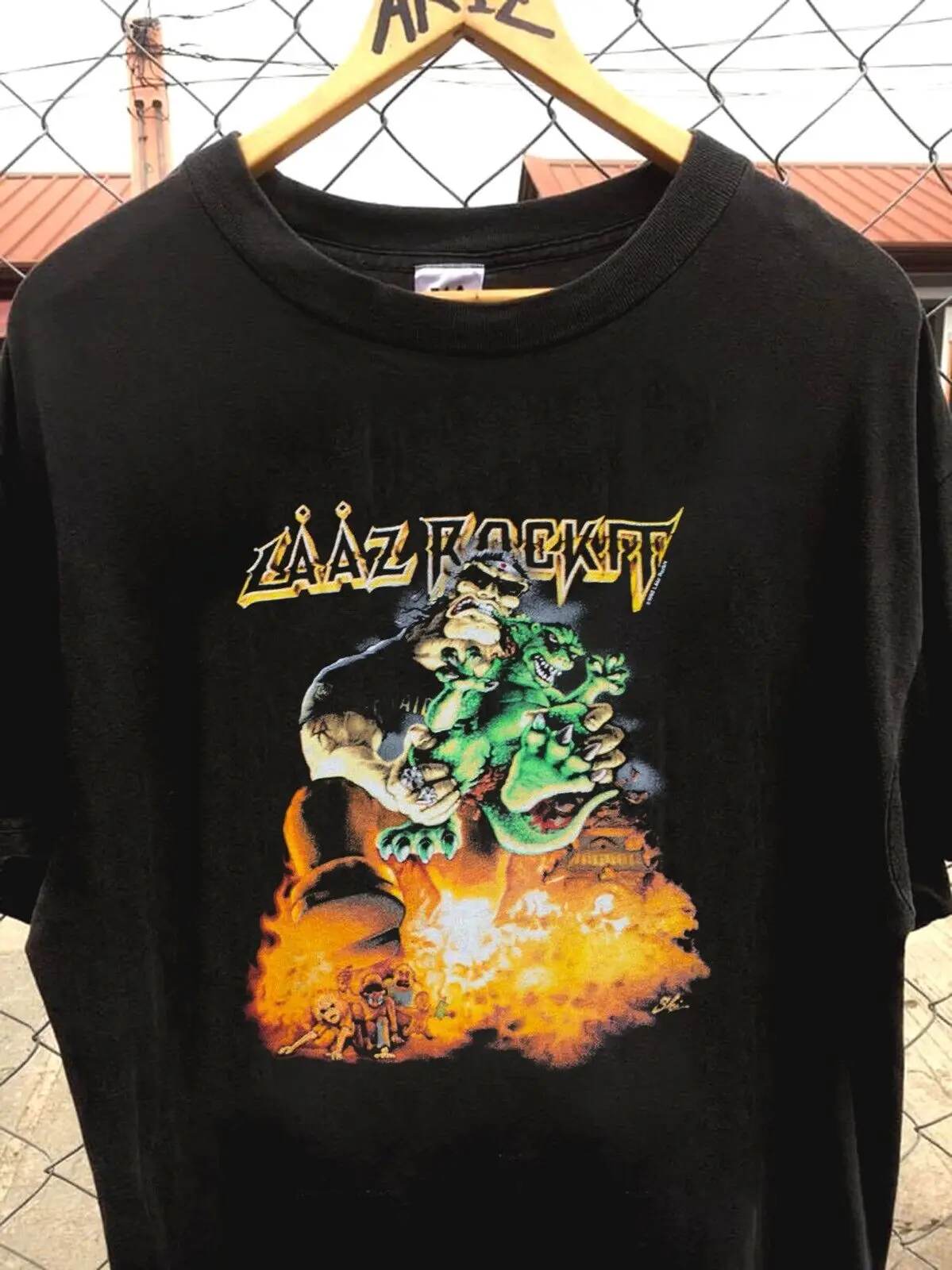 Rare 90S Laaz Rockit T Shirt 1992, Remake Shirt, Thrash Metal Band Shirt Te7716 Maniche Lunghe O Corte