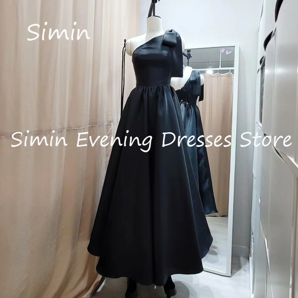 

Simin Satin A-line One-shoulder Ruffle Formal Prom Gown Korea Ankle-length Evening Elegant Party dresses for women 2023
