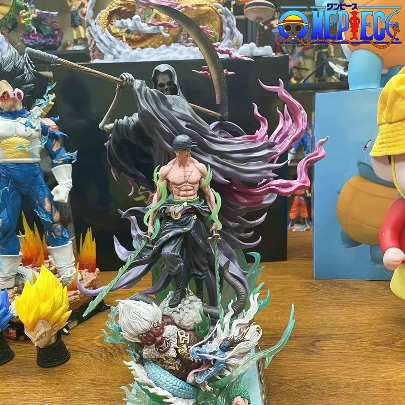 

One Piece Anime Action Figures Standing Death Roronoa Zoro Figure Collection Room Ornament Handmade Christmas Model Toy Gift