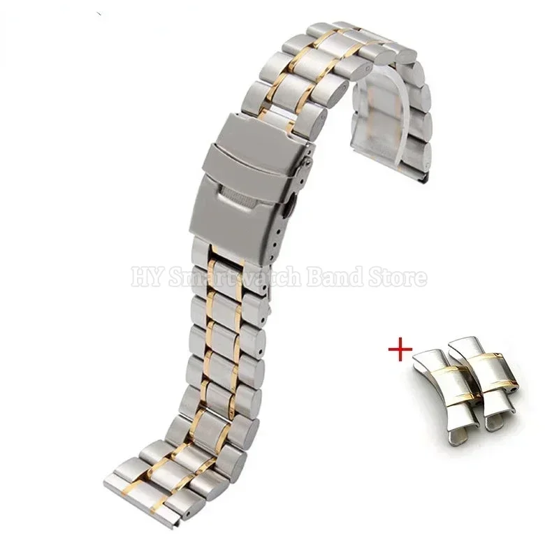 Luxury Stainless Steel Watch Strap with Curved End