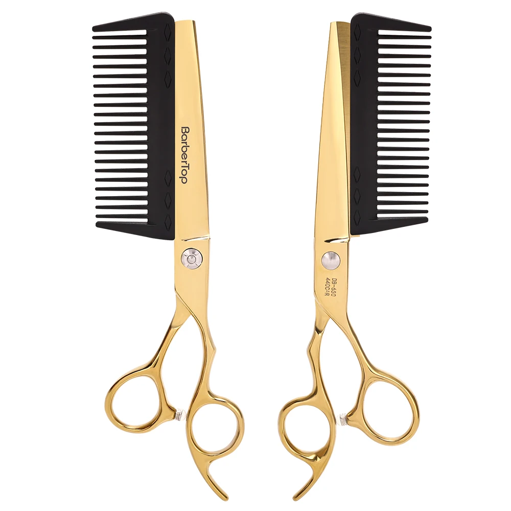 Description Picture 5 of itemBarbershop Haircut Flat Scissors Set 6.0 Inch Stainless Steel Hair Scissors With Comb Professional Hairdresser Hair Cutting Tool
