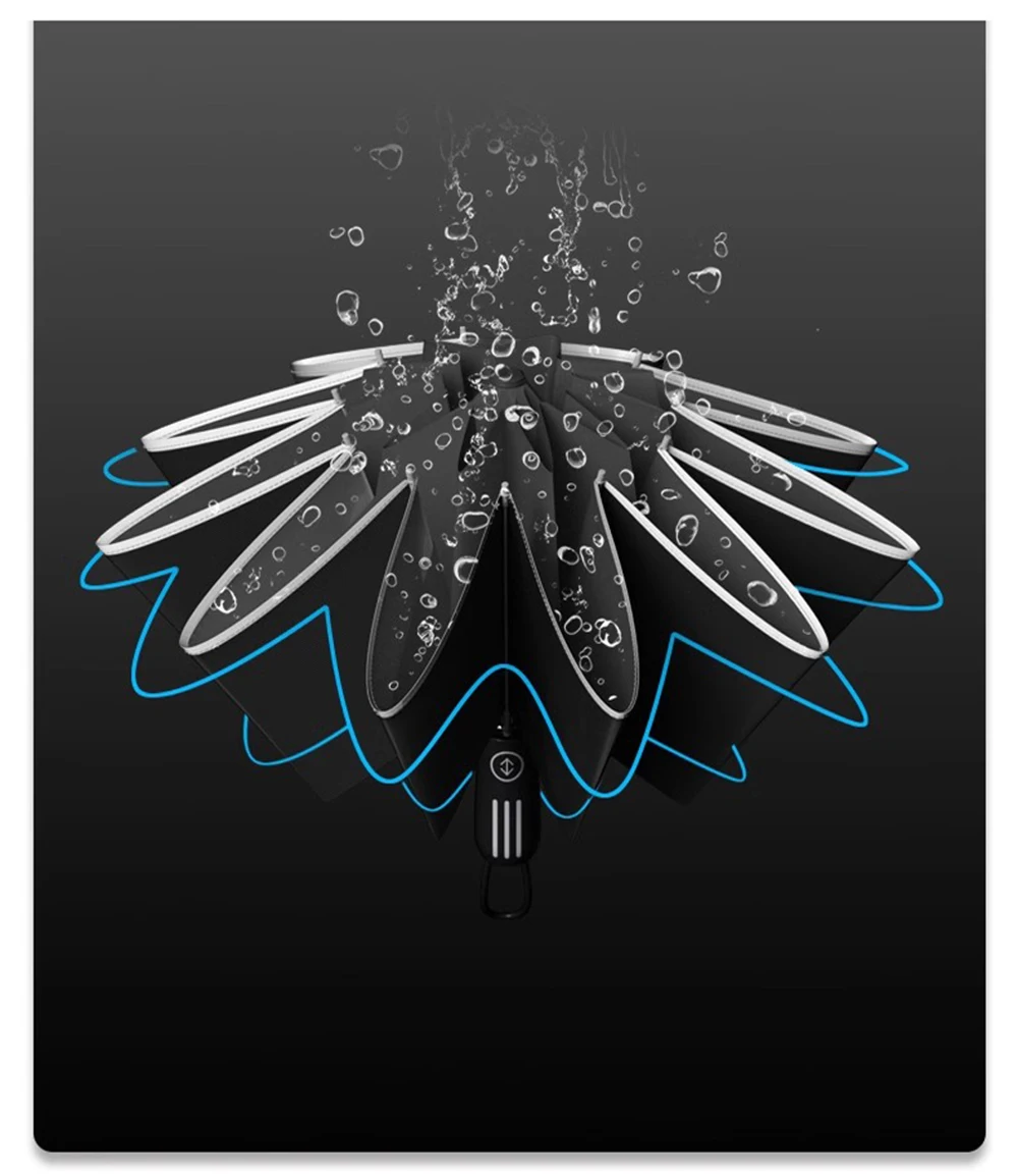 New Big Automatic Man Folding Umbrella Reinforced Luxury Inverted Parasol Umbrella Lightweight Parapluie Rain Gear