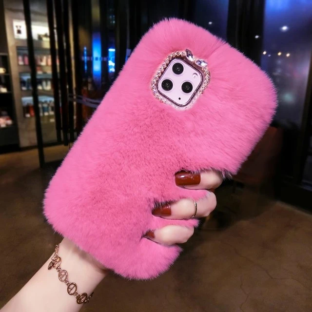 Fluffy Plush Rhomboid Plaid Phone Case For iPhone 13 12 11 Pro Max X XR XS  Max 7 8 Plus Fuzzy Wool Fabrics Checkerboard Cover - AliExpress